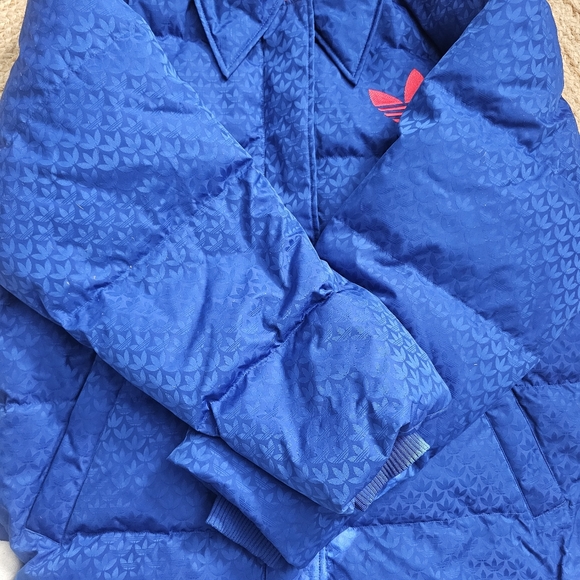 Adidas Unisex Royal Blue Monogram Puffer Coat - Picture 11 of 13